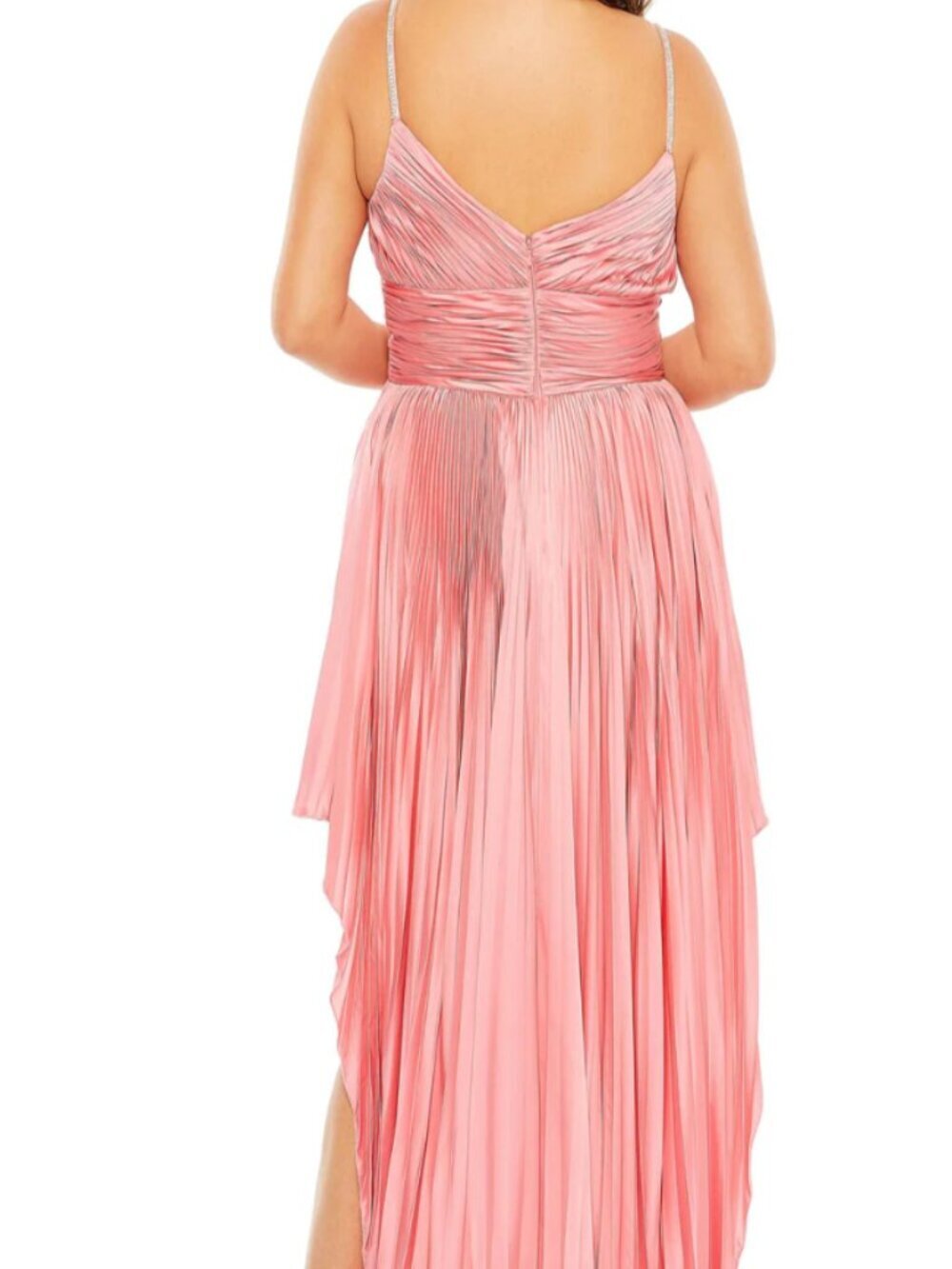 NWT Mac Duggal 77007 Pink High-Low Pleated Dress Size 16W Wedding Guest Party - Picture 3 of 16
